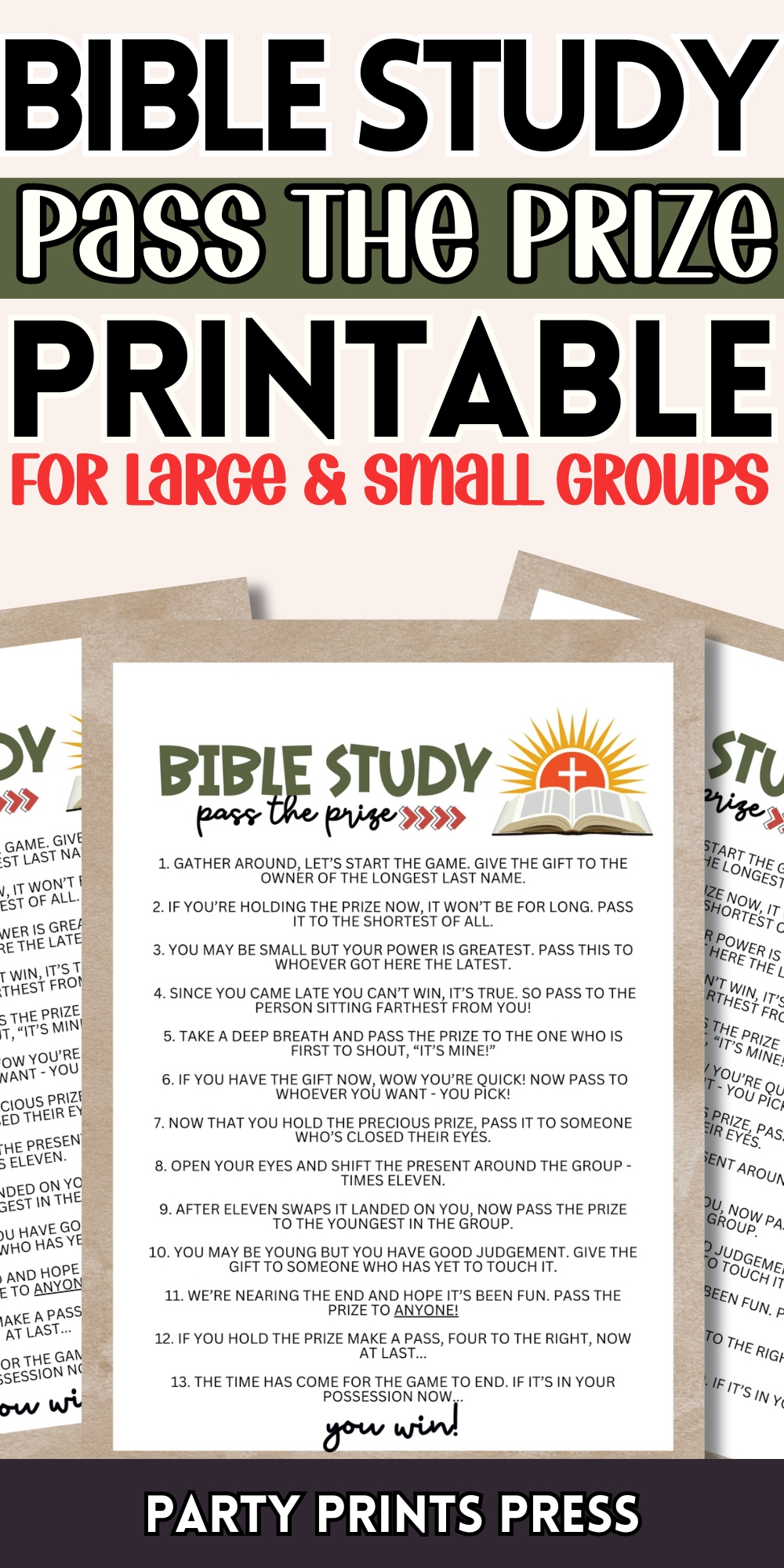 bible study pass the prize printable