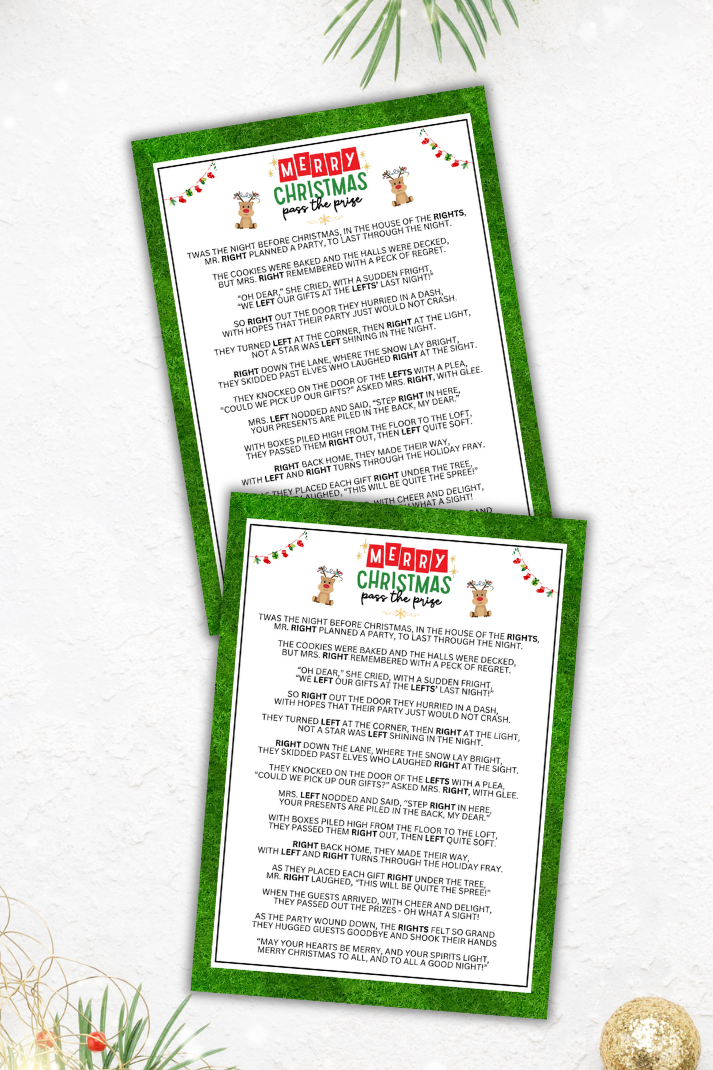 christmas office party pass the prize printable xmas white elephant gift exchange game