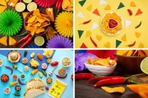 a collage of four colorful cinco de mayo mexican themed images