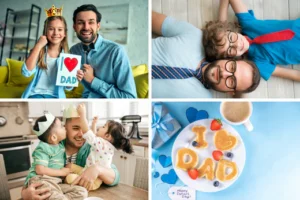 collage of four father's day images depicting love for dad