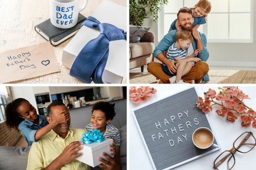 a collage of four father's day inspired images