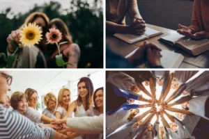 collage of women in sisterhood for a religious christian ministry gathering