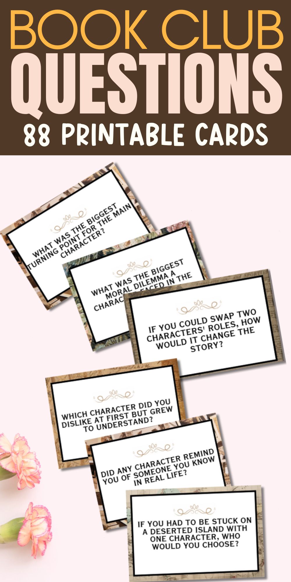 book club question cards discussion