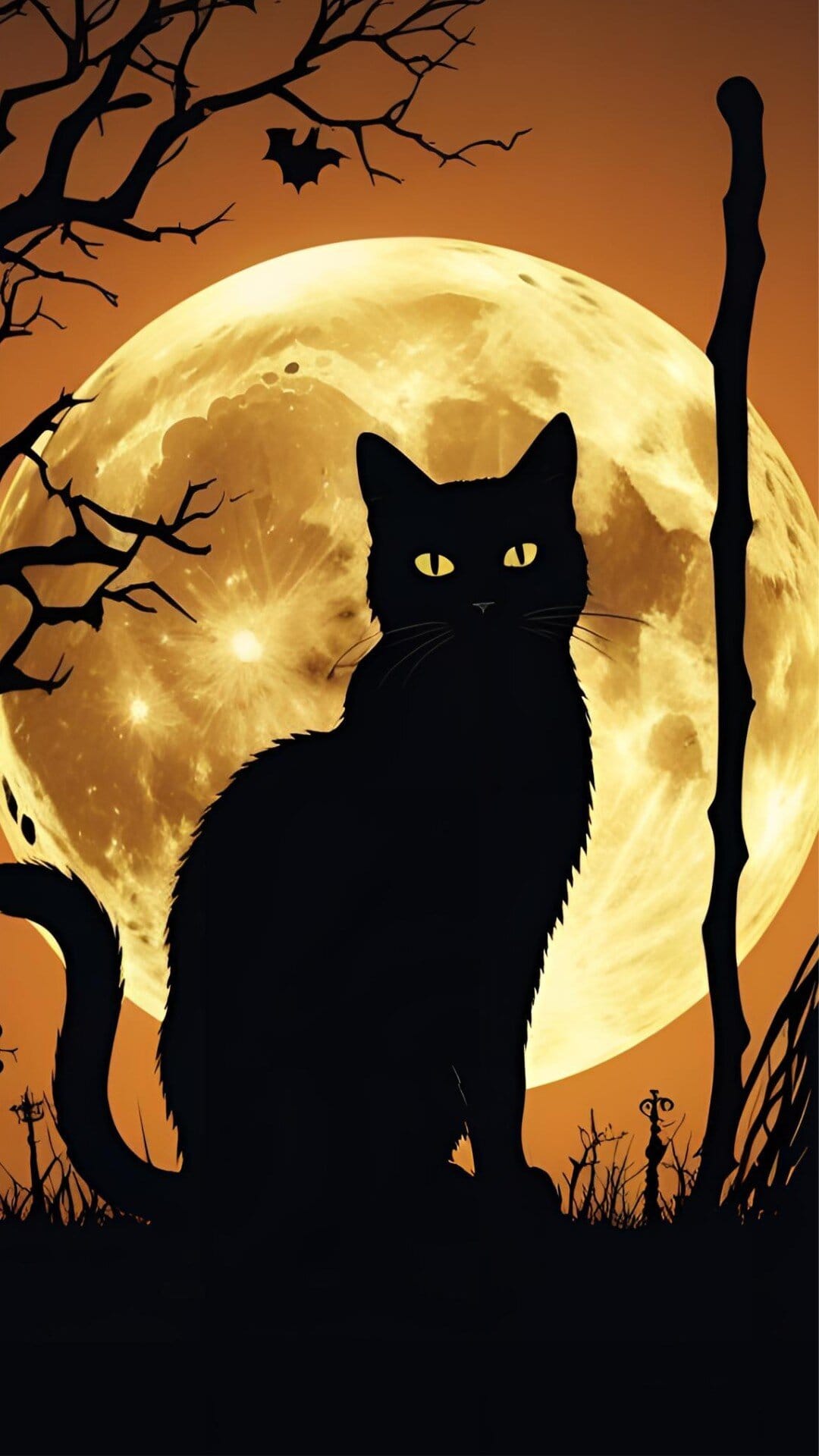 Black Cat Silhouette Wallpaper_ Halloween Phone Wallpaper Classic