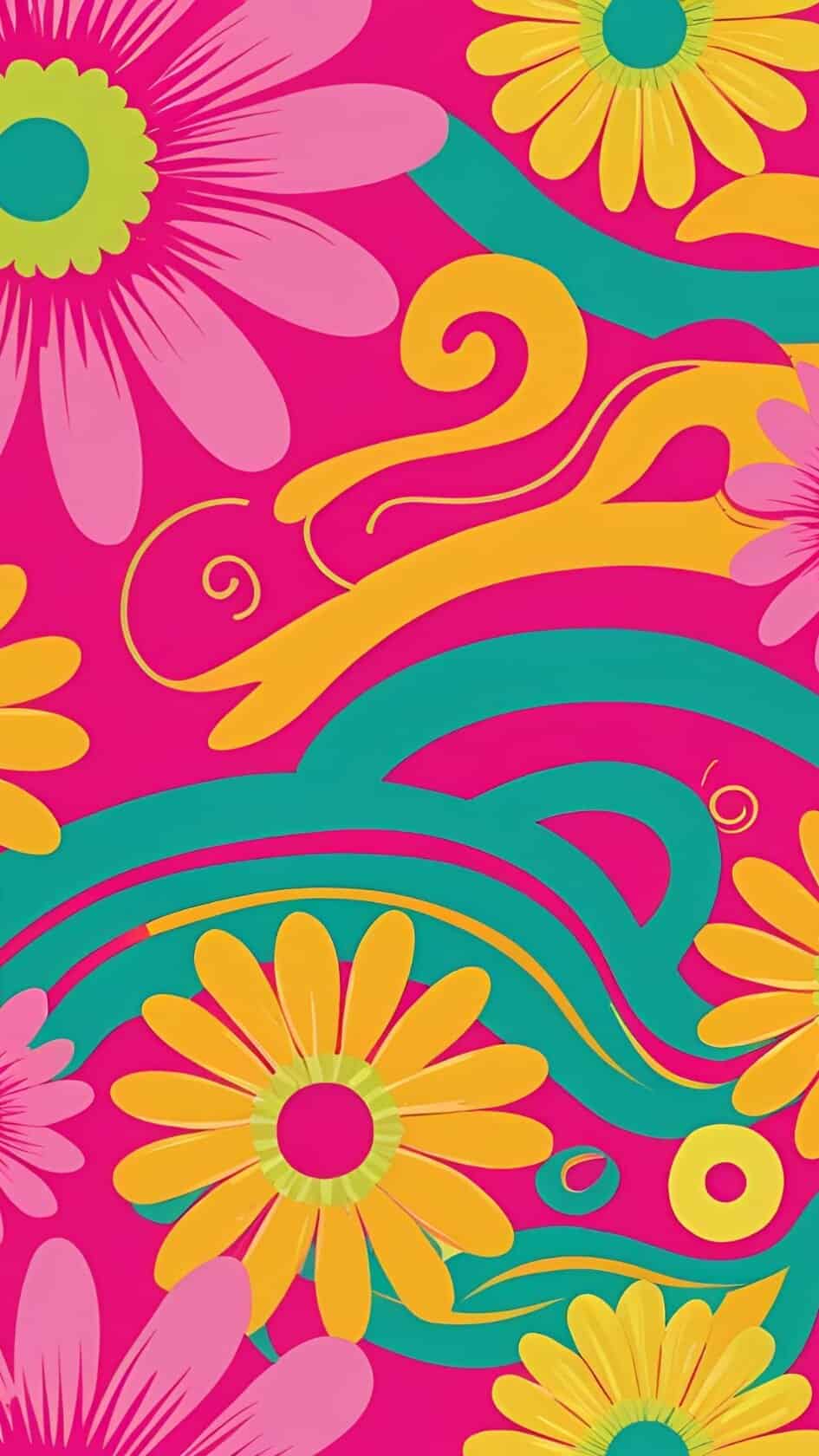Bold Summer Prints Wallpaper (Think Retro Flowers and Waves)