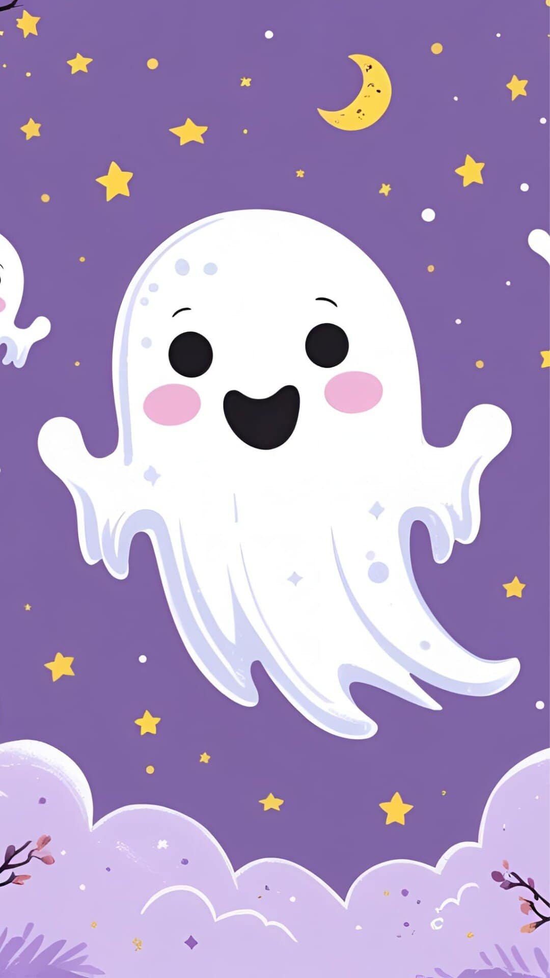 Cute Ghost Wallpaper_ Halloween Lockscreen With Soft Whimsy