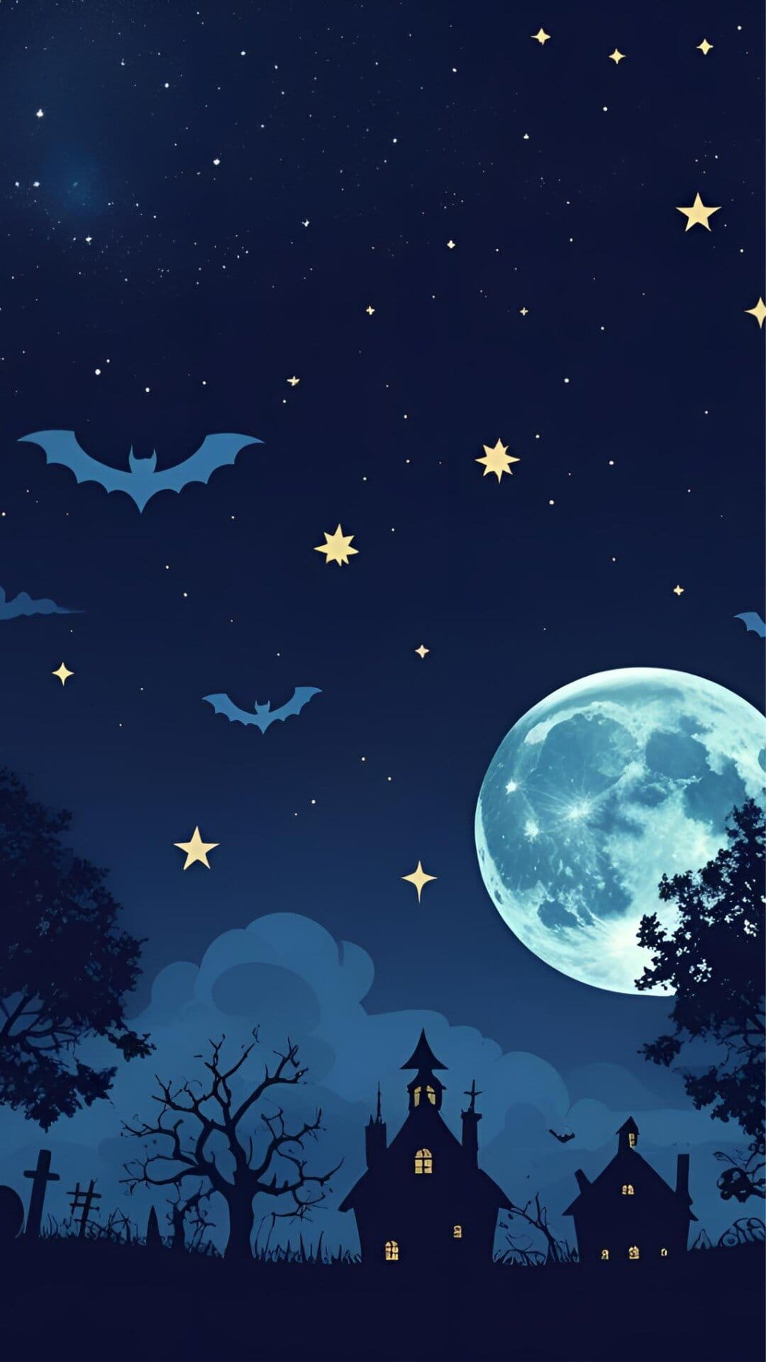 Dark Blue Halloween Wallpaper_ Moody October Aesthetic