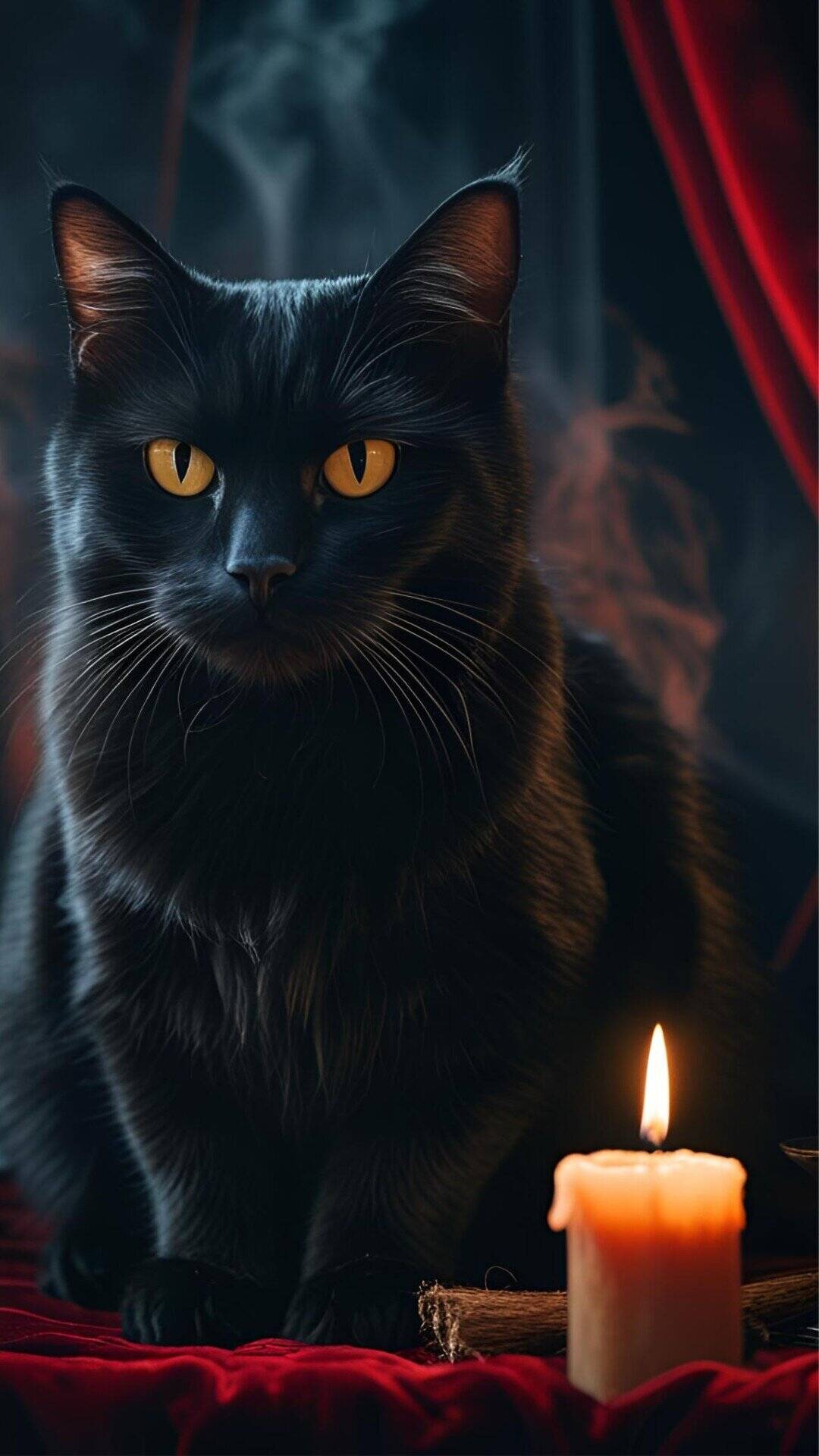 Gothic Cat Portrait Wallpaper_ A Dramatic Halloween Phone Background
