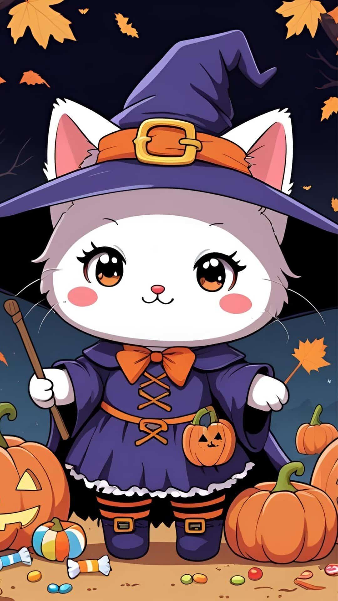 Hello Kitty Halloween Wallpaper_ Cute Fall Background with Character Charm