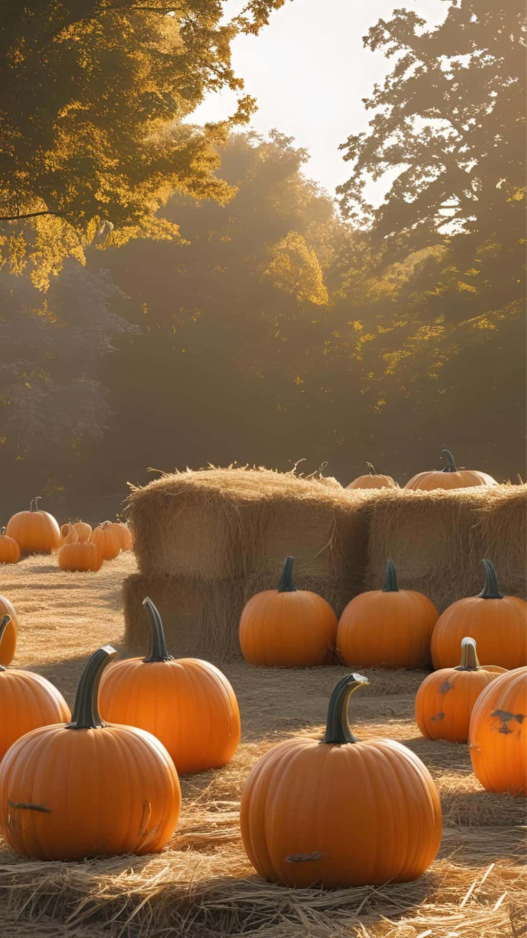 Pumpkin Patch Scenic Wallpaper_ Soft Fall Background for iPhone