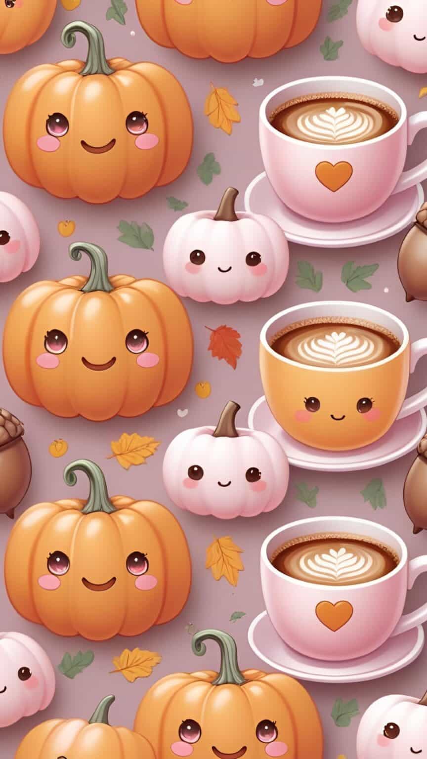 Kawaii Fall Cuties Wallpaper