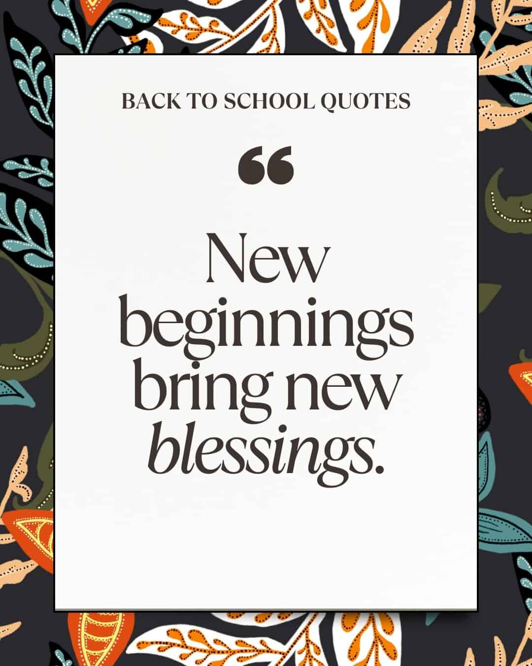 New beginnings bring new blessings