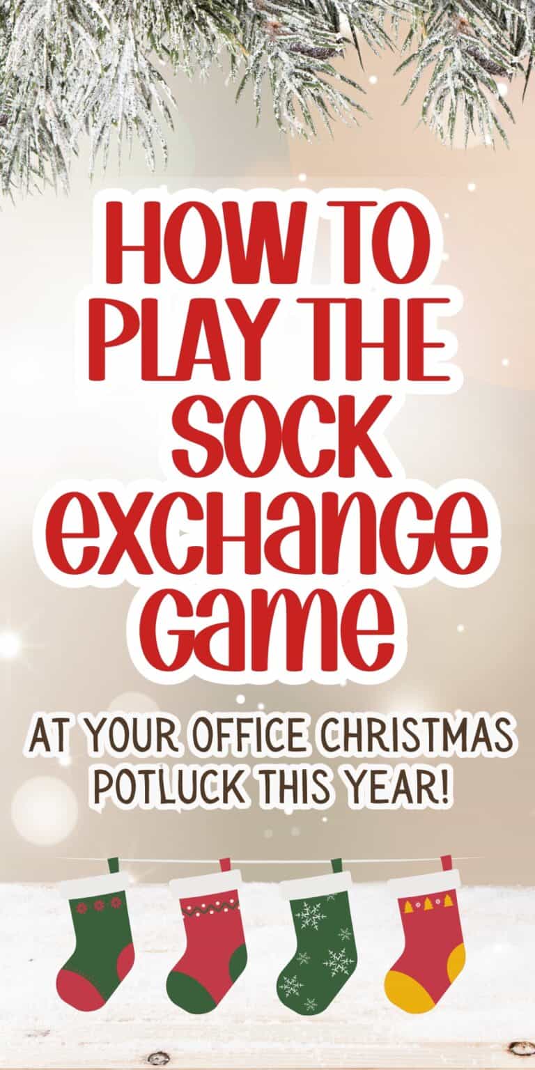 pinterest image that reads "How To Play The Sock Exchange Game At Your Office Christmas Party This Year"