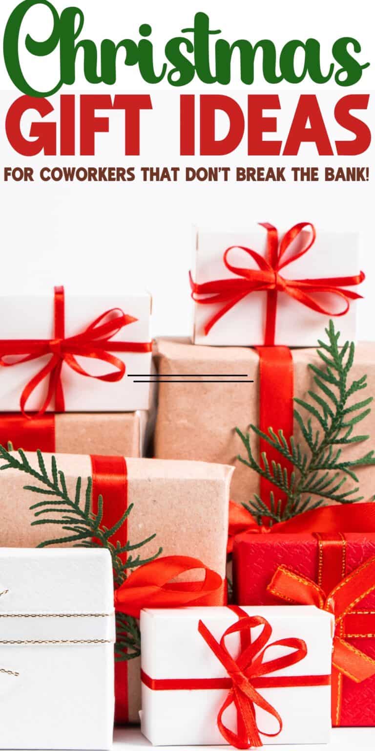 pinterest image that reads "christmas gift ideas for coworkers that don't break the bank"