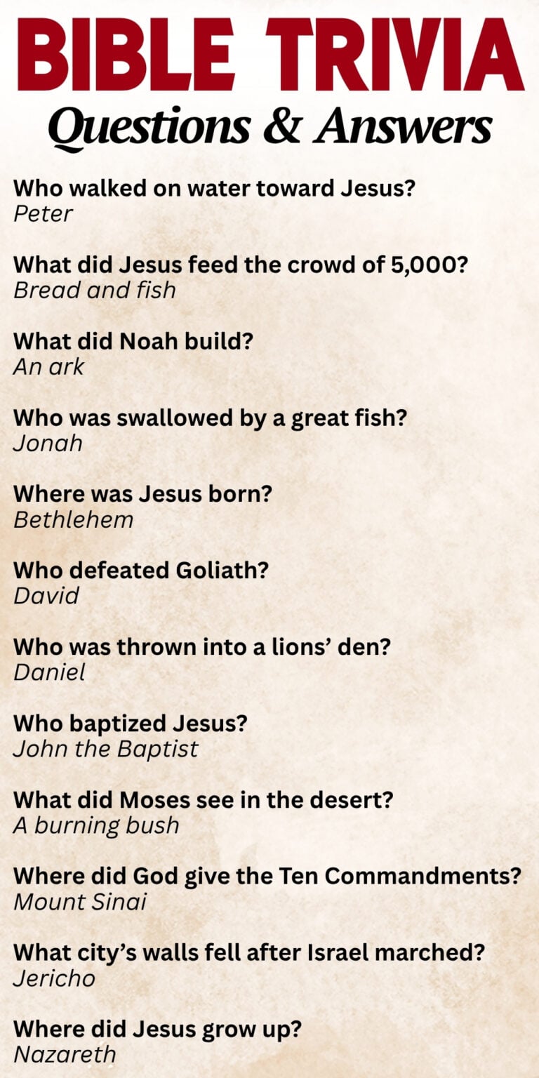 Infographic of bible trivia questions and answers