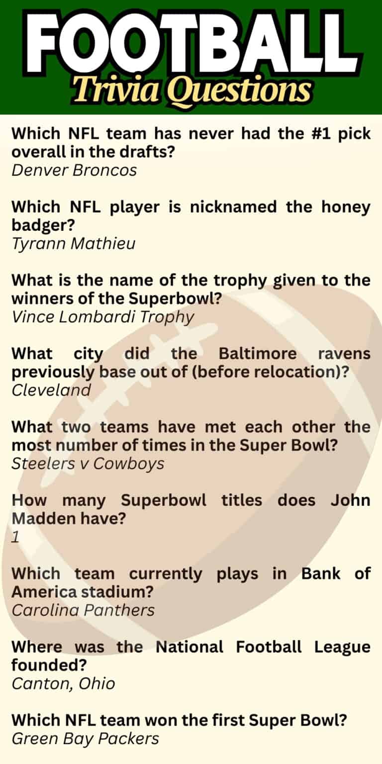 Hosting a Super Bowl party? These quick Football Trivia Questions make your gathering way more interactive. Perfect for halftime, commercials, or pregame fun. Great for: Super Bowl Party Games, Football Trivia, Tailgate Games.